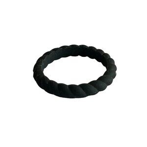 Enso Silicone Ring Unisex Size 4 Solid Black Silicone Rope Ring Comfortable Chic